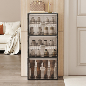 Bán buôn tùy chỉnh kích thước Giày nhựa trường hợp dày trong suốt ngăn kéo trường hợp Stackable gấp nhựa có thể gập lại hộp lưu trữ - Product Image 1