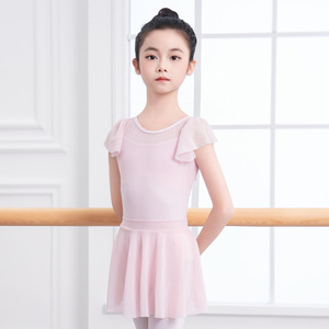 Justaucorps de ballet pour filles avec manches en tulle volantées, justaucorps de <span class=keywords><strong>danse</strong></span> et de gymnastique pour enfants, justaucorps de ballet à manches courtes, justaucorps d'entraînement de <span class=keywords><strong>danse</strong></span> - Product Image 2