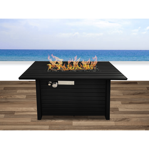 DB 25\"H X 42\"W Corten Steel Outdoor <b>Fire</b> <b>Pit</b> Table <b>with</b> <b>Lid</b> Rectangle Garden Decoration <b>Fire</b> Bowl Black Color - Product Image 1