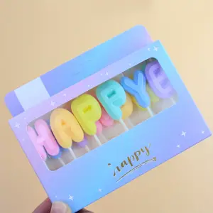 Huaming High Quality Happy Birthday Letter Party Decoration Candles Wholesale Macaron Color Alphabet Birthday Candles For Kids