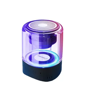 Fineblue Speaker nirkabel Mini MK22 TWS, Speaker cerdas Bluetooth dengan lampu LED Mega Bass musik Stereo portabel tahan air