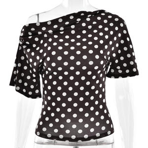 Camicia da donna a <span class=keywords><strong>pois</strong></span> a <span class=keywords><strong>pois</strong></span> aderente aderente a tracolla da donna - Product Image 1