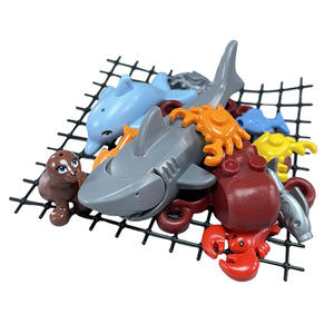 Bloques de Construcción MOC, Juguete de Partículas Pequeñas, Red de Pesca, Peces, Combinación Marina Acuática, Pulpo, Cangrejo - Product Image 4