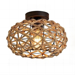 Telaio Vintage in ferro con corda intrecciata per corridoio lampade da soffitto industria camera da letto guardaroba soffitta decorazione lampadario <span class=keywords><strong>LED</strong></span> plafoniera - Product Image 1