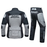 DUHAN Hommes Veste de Moto Pantalon Costume Équipement de Protection Moto Motocross Racing Vêtements avec Manches Amovibles