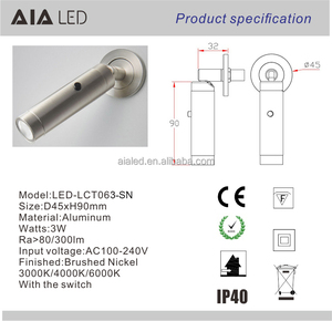 Spot mural encastré pour chevet, lumière de lecture murale circulaire pour <span class=keywords><strong>lit</strong></span>, petite lampe murale pour chambre à coucher, 3W flexible, lampe murale pour <span class=keywords><strong>lit</strong></span>, hôtel, villa - Product Image 6
