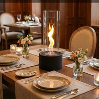 Cheminée d'extérieur portable moderne en métal, style cheminée cylindrique, avec extincteur