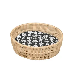 2024 Wholesale Handmade natural wicker rattan wooden cat nest dog nest pet bed for cat house dog house all seasons