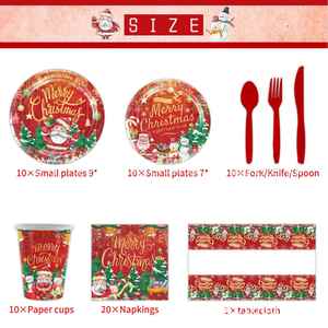 Juego de Vajilla Navideña de Papel, Platos de Postre Coloridos de 7 y 9 Pulgadas, Vasos, Artículos de Fiesta, Decoraciones - Product Image 2