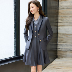 Women School Uniform Dress Set Long Sleeve Polyester Woven Fall 2025 For Teacher Work And Speech Contest - Product Image 4