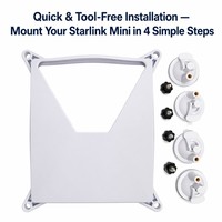 Soporte de Ventana con Ventosas para Starlink Mini de Tuochi, Carcasa de Silicona Blanca, 4 Ventosas, Instalación sin Herramientas para Ventanas de Auto/RV/Hogar