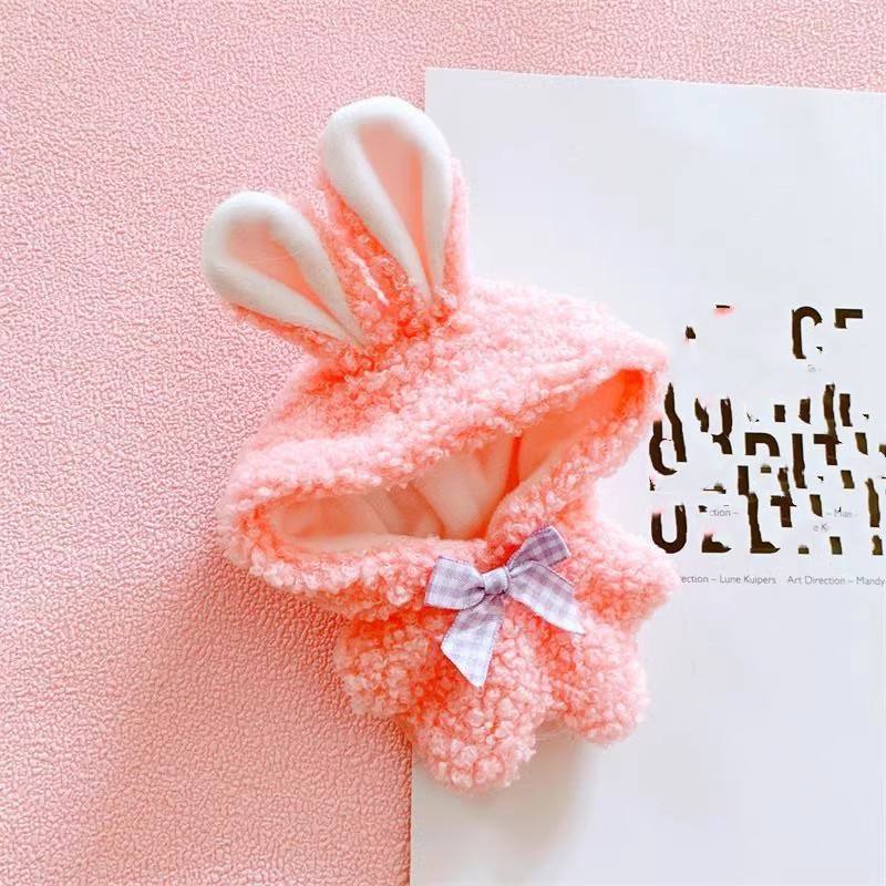 จั๊มสูทผ้าขนแกะกำมะหยี่มีโบว์กระต่ายสีชมพู