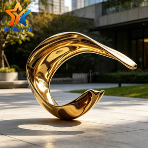 Sculpture abstraite personnalisée en acier inoxydable plaqué or, décoration paysagère extérieure d'art moderne pour entrée de bien <span class=keywords><strong>immobilier</strong></span> - Product Image 6