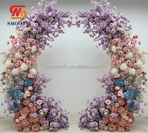 Arco Floreale Liscio di Alta Qualità in Seta Artificiale con Rose, Ortensie e Delphinium, a Forma di Luna, Bianco, per Matrimoni ed Eventi - Product Image 3