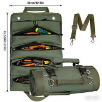 Sac à outils multifonctionnel enroulable, rangement pour matériel de jardin et d'électricien, grande capacité, poches zippées, organisateur de trousse d'urgence