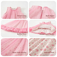 Nouvelle arrivée, robe de princesse d'été pour filles, en tulle de coton, sans manches, jupe bouffante avec imprimé floral