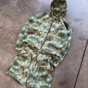 Custom Streetwear Nylon Jogging Set Camo Windbreaker Printed <b>Camouflage</b> Ripstop Unisex Long Sleeves Jacket Short <b>Tracksuit</b> Set - Product Image 1
