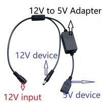 40cm schwarz 2C * 22AWG Dc5.5 * 2.1mm 12V Splitter kabel mit Konverter