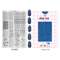 AF série Nail Art impression plaque d'acier moule plaque de transfert modèle Plaid rayure petite fleur pomme élément acier inoxydable
