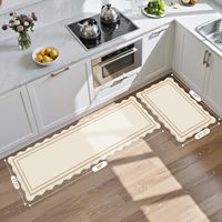 2 tapis de cuisine en mousse PVC florale imperméables et antidérapants avec support en caoutchouc, design moderne et minimaliste pour cuisine et buanderie