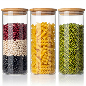 Cylindrical Sealed Glass <b>Storage</b> Jar with Glass Lid Food Grade Light Luxury Design <b>for</b> Tea Food <b>Storage</b> <b>Kitchen</b> - Product Image 1