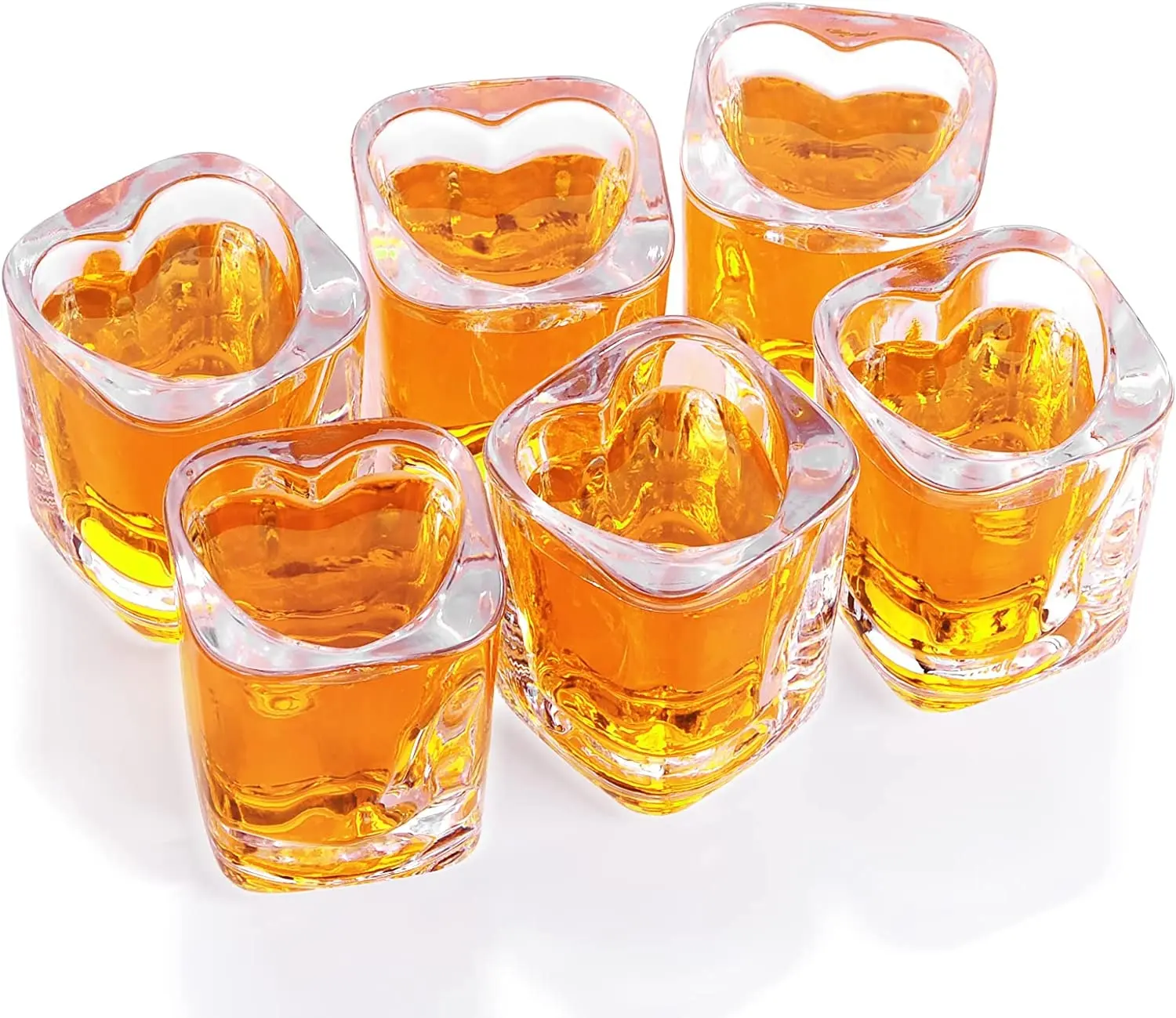 European Style Vintage Style Handmade Thick Square Heart Shaped Shot Glass With Thickened Bottom Wholesale Bar Use Cup