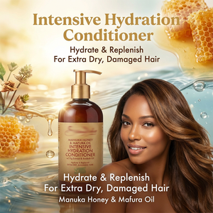 Crème hydratante pour cheveux bouclés africains sans sulfate à la grenade biologique de marque privée Miel de Manuka Huile de Mafura 2-en-1 pour cheveux - Product Image 4