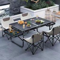 Table pliante en maille pour l'extérieur, table de pique-nique portable pour barbecue, en alliage d'aluminium, 40x60cm, hauteur réglable, table de camping pour le glamping