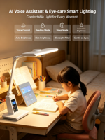 Lámpara de Escritorio Inteligente con IA para el Cuidado de la Salud, con Monitor de Sueño por Radar de 60 GHz, Llamada SOS 4G, Software Personalizado, Asistente de Voz con IA y Funciones para el Cuidado de Personas Mayores