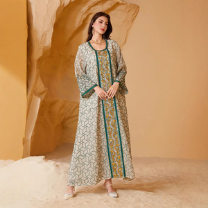 SW021 Vestido de malla de moda de mujer musulmana occidental modesto Abaya modesto para otoño Estilo de Oriente Medio Comercio transfronterizo para Amazo - Product Image 1