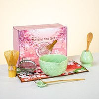 Ensemble de thé vert matcha japonais de qualité supérieure avec fouet en bambou et bol en céramique, ensemble d'outils pour le matcha, kit de fouet à matcha