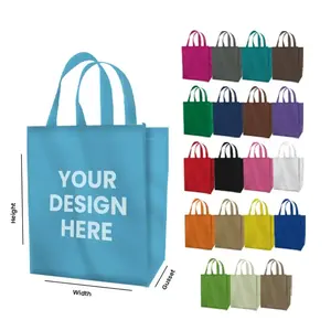 Custom Logo Printed Recycle Grocery Tote Fabric Pp Nonwoven Non Woven Shopping Bag