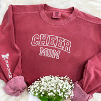 Sweat à capuche tissé Cheer Mom avec noms d'enfants brodés sur le devant Motif 3D d'hiver et d'automne personnalisé avec logo avant