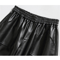 Pantalon cargo en similicuir noir, coupe large, style techwear, baggy, streetwear, unisexe, en similicuir, vente en gros OEM