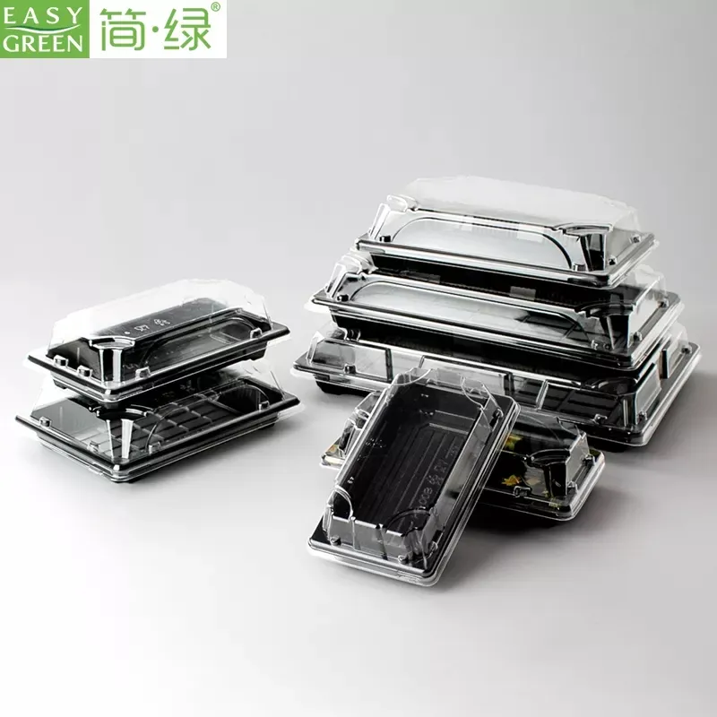ง่ายสีเขียวทิ้งแสดง Take-Out ซูชิอาหารบรรจุภัณฑ์พิมพ์พลาสติกจานกล่องพลาสติก