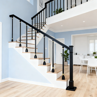 Rampes aluminium-magnésium couleur noir et or à la mode Rampe de pont en aluminium Broche blanche Balustrade d'escalier pour la villa