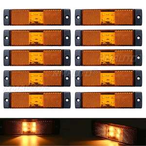 Lot de 10 lampes réflectrices LED 12V/24V, feux latéraux extérieurs pour camions, remorques, bus, poids lourds, feux latéraux ambre - Product Image 1