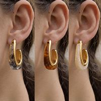 Pendientes de Resina Geométricos Chapados en Oro de 18K de Acero Inoxidable N&S, Joyería de Alta Gama para Mujer, Regalo de Moda
