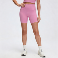 Shorts de sport pour femme GH avec logo personnalisé, taille haute, fermeture à cordon, sensation seconde peau, coupe ajustée sur le devant, pour la gym et le yoga