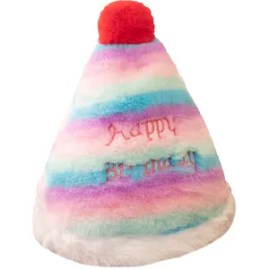 Cartone animato cappello peluche 35cm compleanno soffice cappello divertente flip reversibile con cappello torta di compleanno regali per le vacanze per i bambini