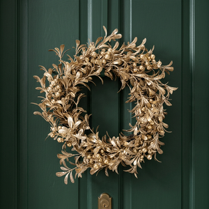Guirnalda Redonda de Metal Dorado, Flores Decorativas Hechas a Mano, Estilo Glamuroso, Adorno Navideño Sin Iluminación, Paquete de Una Sola Pieza - Product Image 4