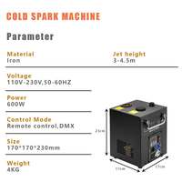 Machine à étincelles froides mini DMX 600W professionnelle, machine à feux d'artifice froids de haute qualité pour fête, discothèque, spectacle, mariage