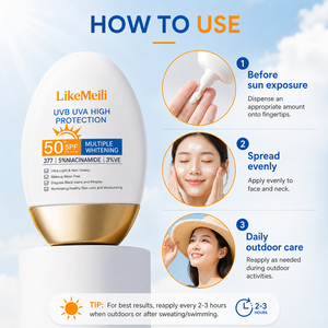 Protector Solar SPF50 de Marca Privada, <span class=keywords><strong>Crema</strong></span> con Protección PA+++, UVA UVB, Alta Protección, Ligero, No Grasoso, Iluminador, Cuidado Solar, OEM ODM - Product Image 6