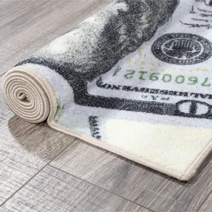 Alfombra Personalizada con Diseño de Billetes de 100 Dólares Vintage, Tapete para Entrada, Alfombra de Entrada con Diseño de Dinero, Alfombra Anudada a Mano para Casa, Alfombra para Niños - Product Image 6