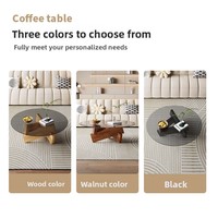 Table basse en verre trempé italien avec cadre en bois mobile, design moderne pour petit appartement, salon, bureau