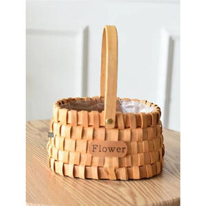 Cesta Tejida Akifuji Redonda de Tamaño Estándar con Ribete de Encaje para Maceta, Decoración de Sala de Estar - Product Image 3