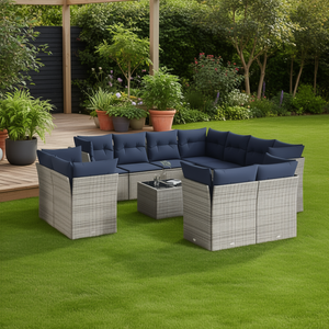 Ensemble de canapés de patio gris en polyrotin, 12 pièces, mobilier de jardin extérieur, design contemporain, places assises pour 10 personnes et plus - Product Image 2