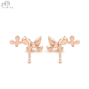 Most Popular Cute Design <b>Butterfly</b> Shape Fine Jewelry 18K Solid Gold Real Natural Diamond Earrings Stud Earrings For Women Gift - Product Image 5