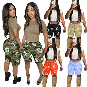 Peeqi FA8386 Fashion casual women's new shorts camouflage trendy printed sports shorts plus size cargo shorts for lady women