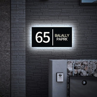 Panneau LED Lumineux Personnalisé en Acier Inoxydable pour Numéro de Porte, Lettres Rétroéclairées avec Base en Cristal Noir 12V – Vente Chaude Transfrontalière